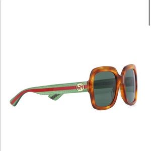 GUCCI GG0036S Tortoise Green + Red Stripe Glasses